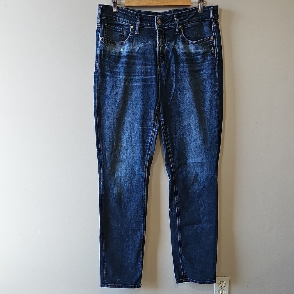 Silver Suki 34x33 Dark Blue Straight Leg Jeans